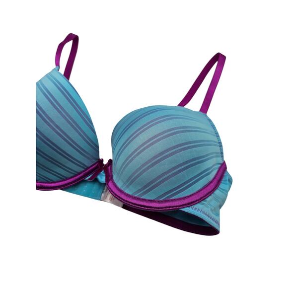 Vintage Y2K Womens Sz 36C Classic T Shirt Bra Bright Blue and Purple - Picture 2 of 4